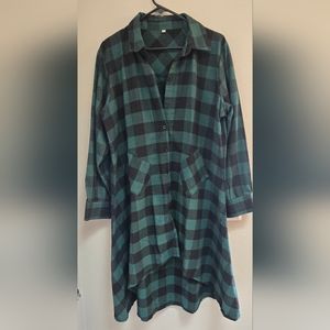 Amazon green flannel hi-lo shirt dress, XXL